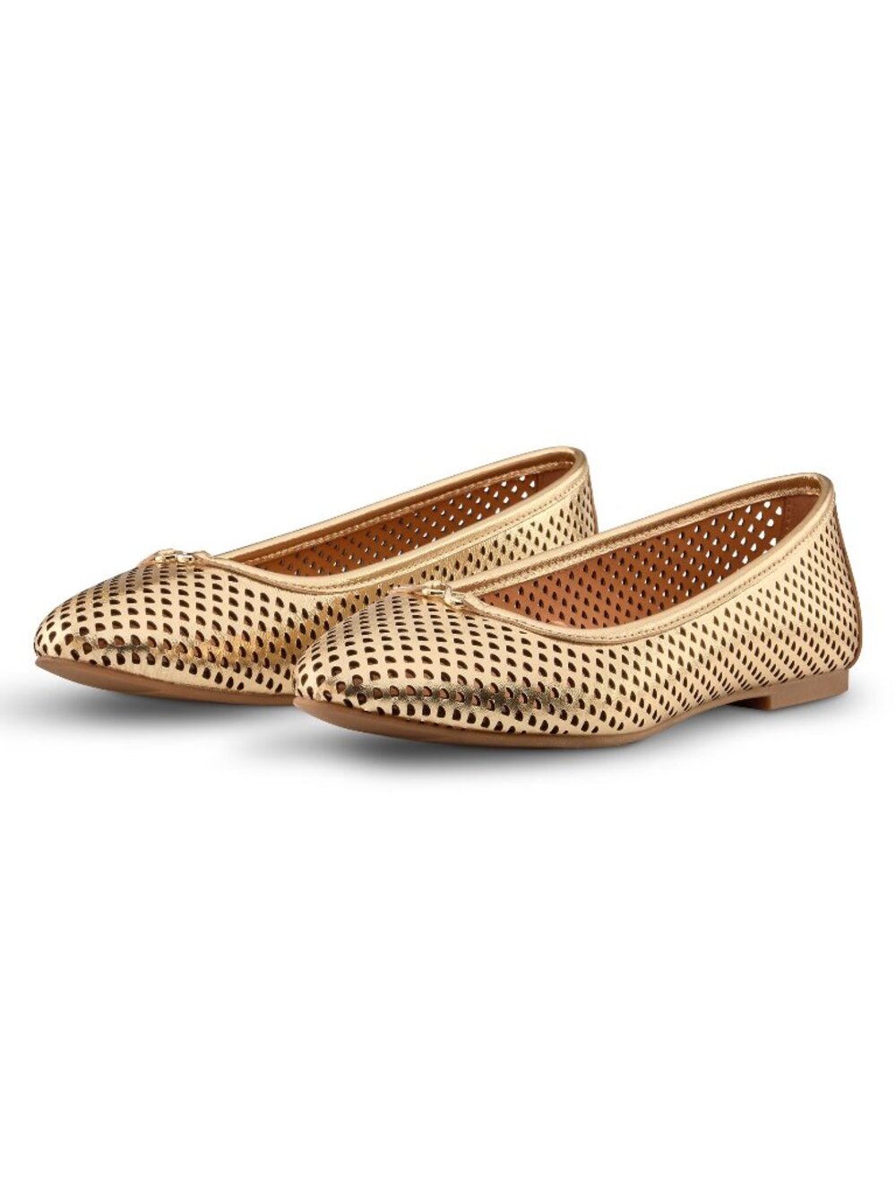 Denver Hayes Women's Amaris Leather Ballet Flat Shoes in Gold - Size 7.5